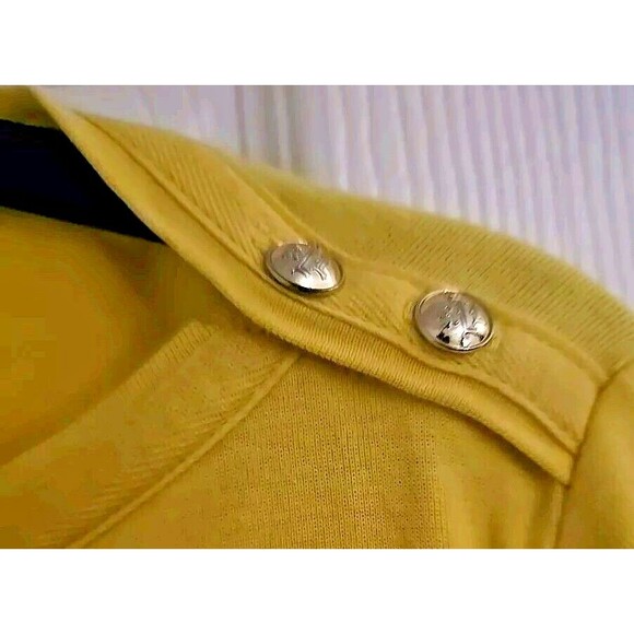 Lauren Ralph RL Ladies Top Bright Yellow Gold Shoulder Buttons Pullover Large - Picture 8 of 9
